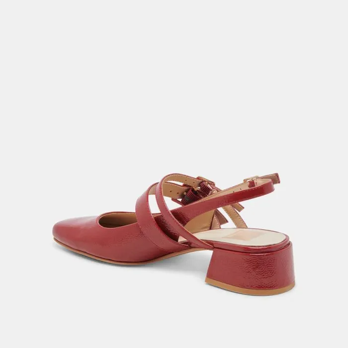 Dolce Vita Patzy Heels Crimson Crinkle Patent Leather Women Heels