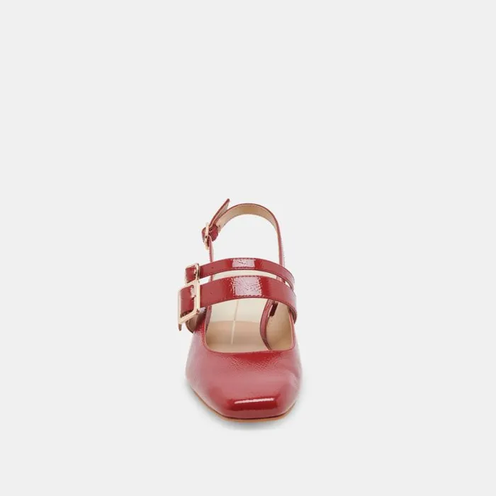 Dolce Vita Patzy Heels Crimson Crinkle Patent Leather Women Heels