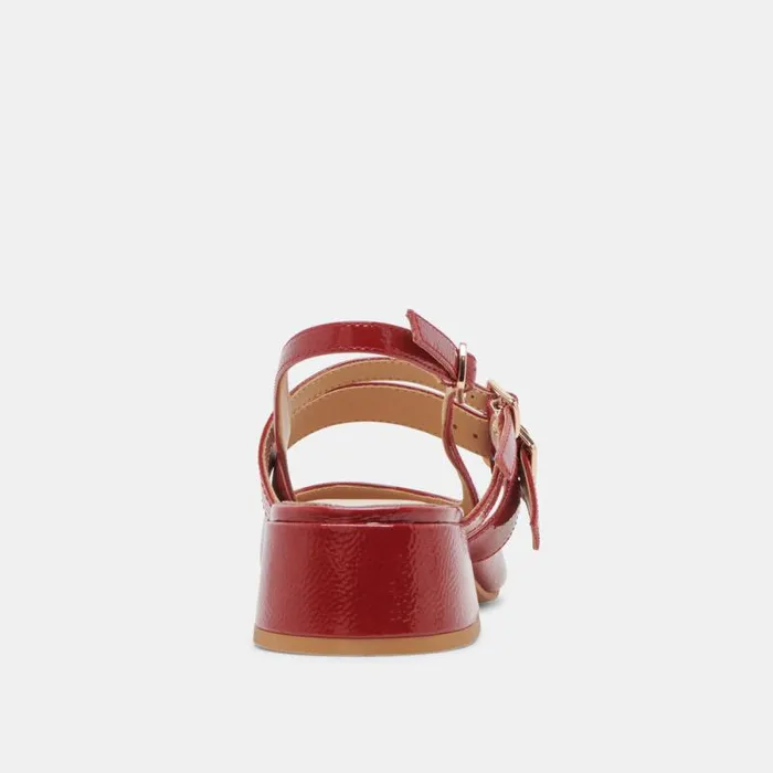 Dolce Vita Patzy Heels Crimson Crinkle Patent Leather Women Heels