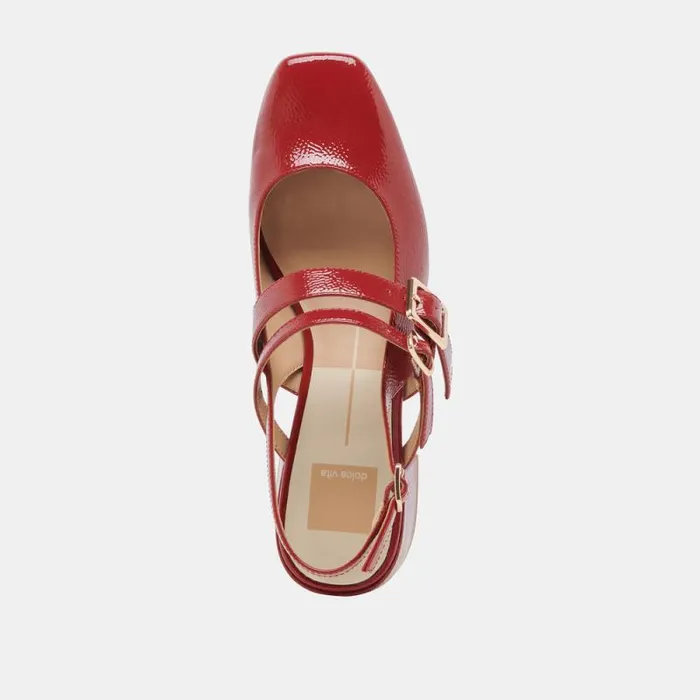 Dolce Vita Patzy Heels Crimson Crinkle Patent Leather Women Heels