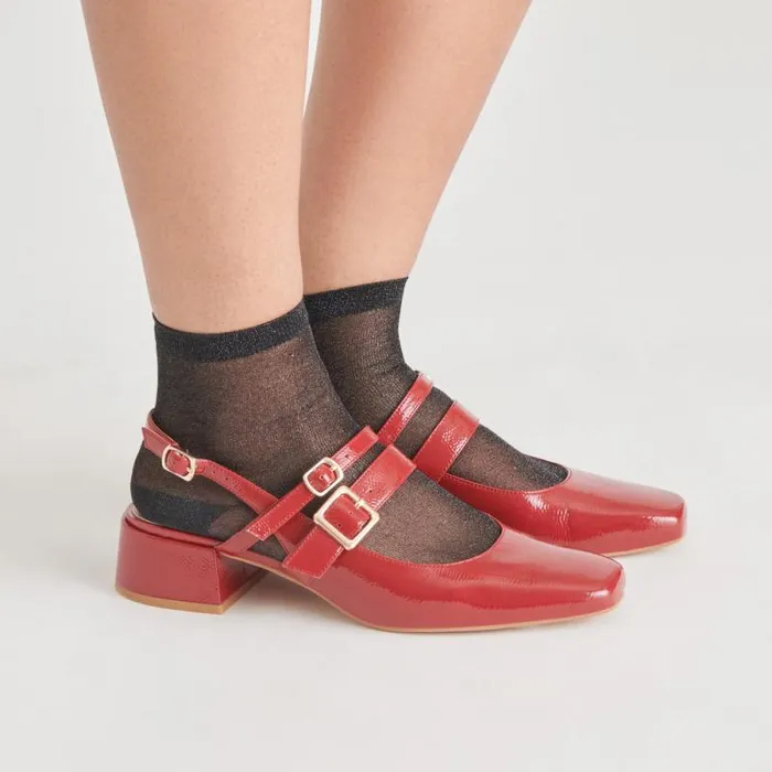 Dolce Vita Patzy Heels Crimson Crinkle Patent Leather Women Heels
