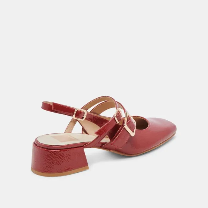 Dolce Vita Patzy Heels Crimson Crinkle Patent Leather Women Heels