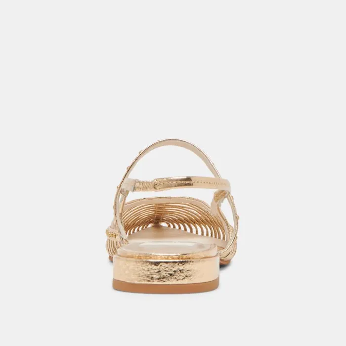 Dolce Vita Phinly Flats Gold Distressed Leather Women Flats and Loafers