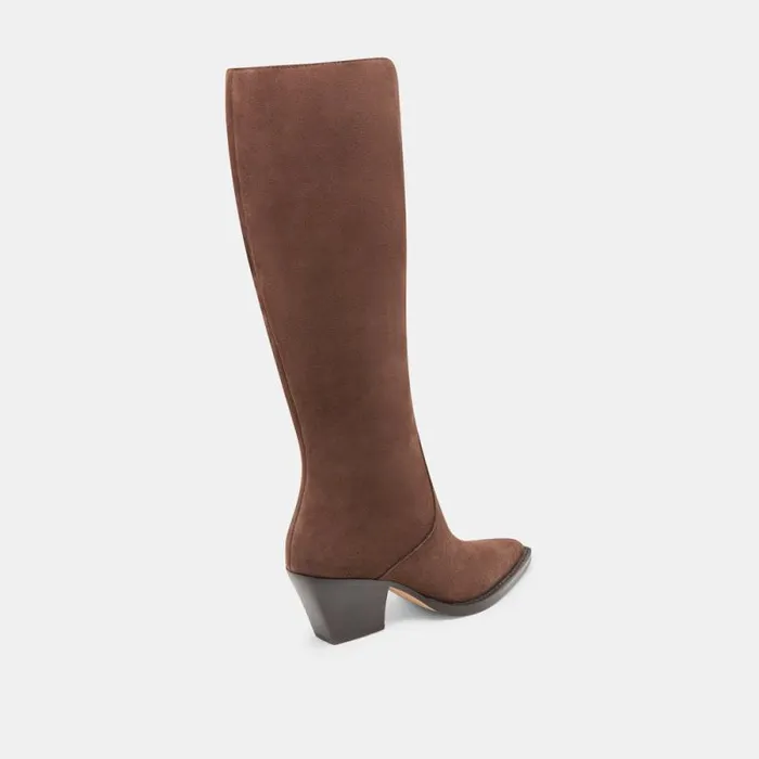 Dolce Vita Raj Extra Wide Calf Boots Dk Brown Suede Women Boots and Booties