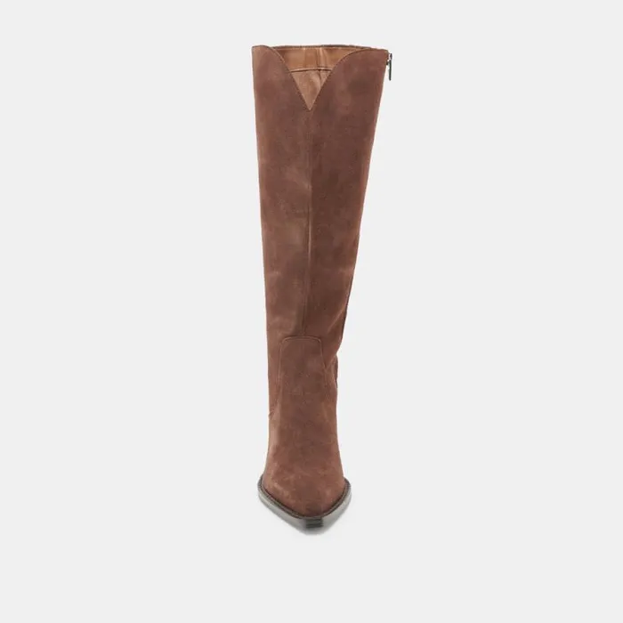 Dolce Vita Raj Extra Wide Calf Boots Dk Brown Suede Women Boots and Booties