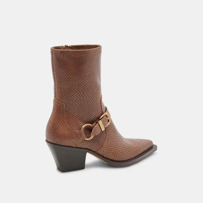 Dolce Vita Rave Wide Calf Boots Saddle Embossed Leather Women Boots and Booties