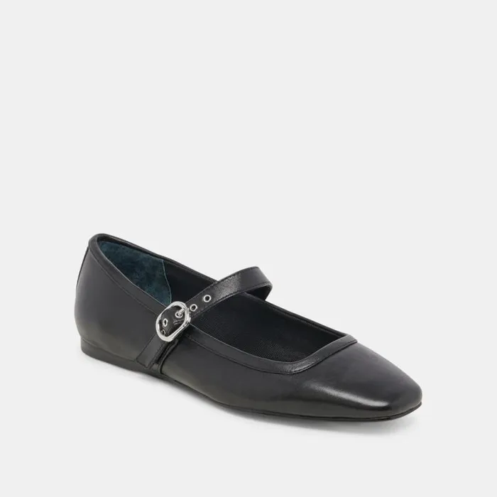 Dolce Vita Rodni Ballet Flats Black Leather Women Flats and Loafers