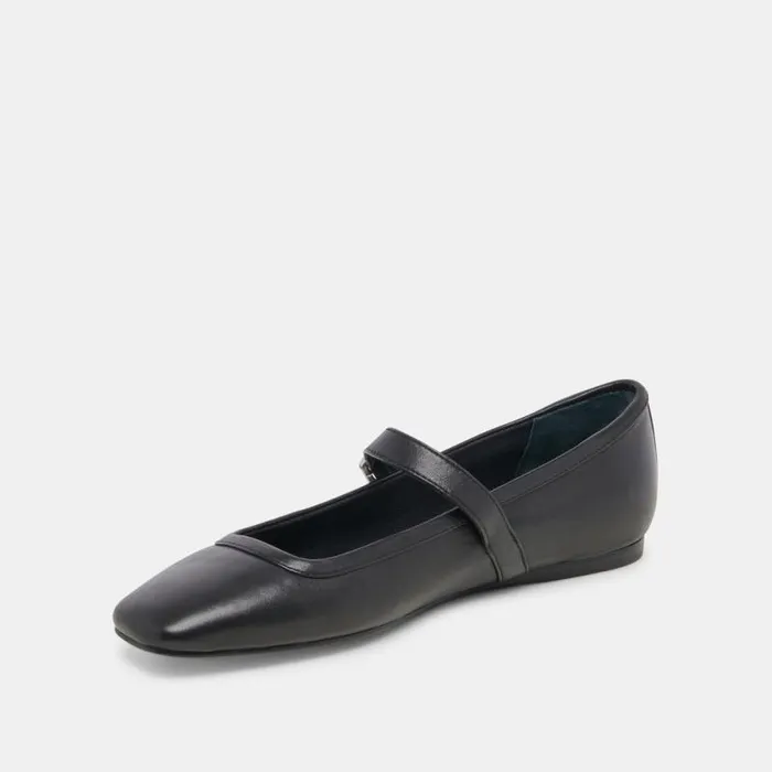 Dolce Vita Rodni Ballet Flats Black Leather Women Flats and Loafers