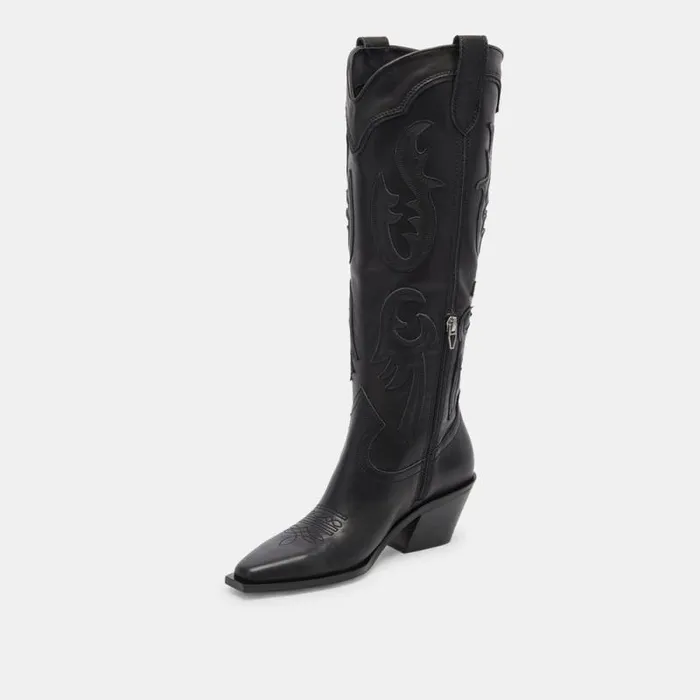 Dolce Vita Samsin Boots Black Leather Women Boots and Booties