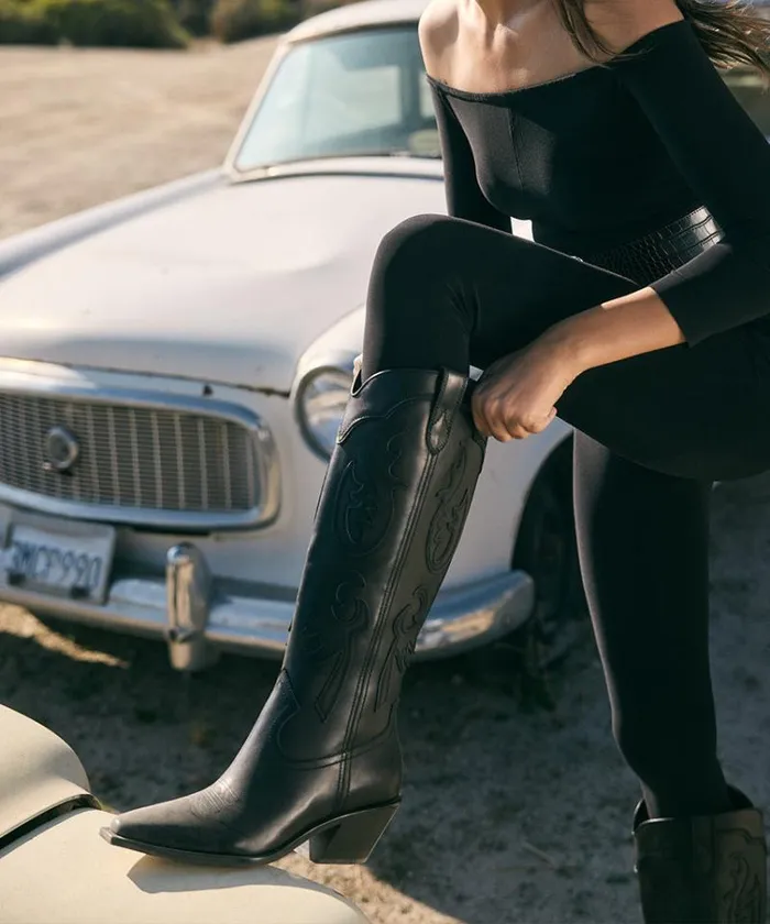 Dolce Vita Samsin Boots Black Leather Women Boots and Booties