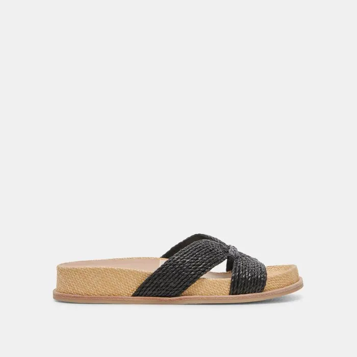 Dolce Vita Selda Wide Sandals Onyx Raffia Women Sandals