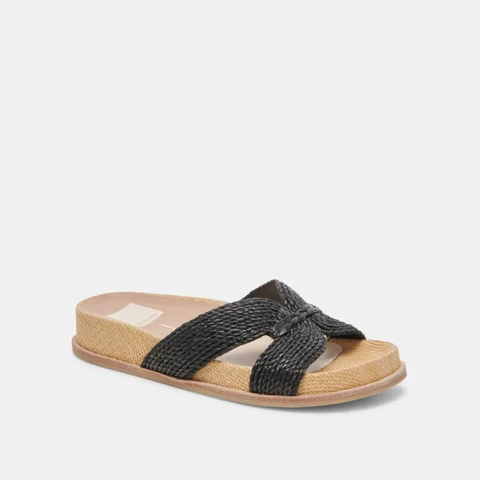 Dolce Vita Selda Wide Sandals Onyx Raffia Women Sandals