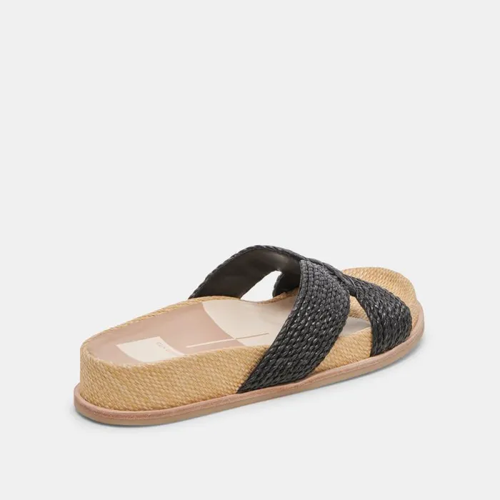 Dolce Vita Selda Wide Sandals Onyx Raffia Women Sandals