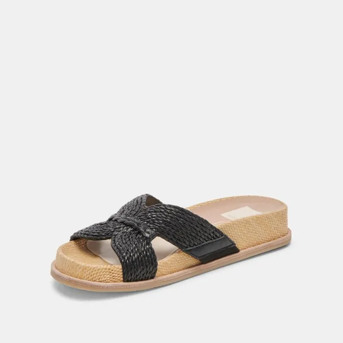 Dolce Vita Selda Wide Sandals Onyx Raffia Women Sandals