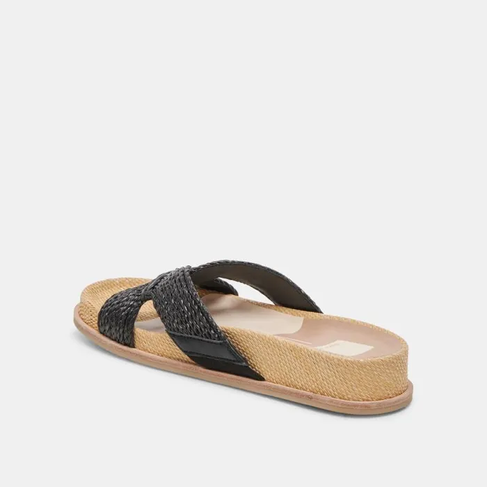 Dolce Vita Selda Wide Sandals Onyx Raffia Women Sandals