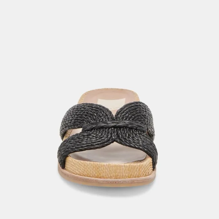 Dolce Vita Selda Wide Sandals Onyx Raffia Women Sandals