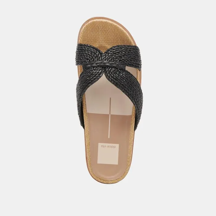 Dolce Vita Selda Wide Sandals Onyx Raffia Women Sandals
