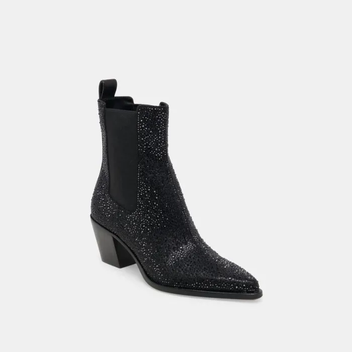 Dolce Vita Shadie Crystal Booties Black Metallic Crystal Women Boots and Booties