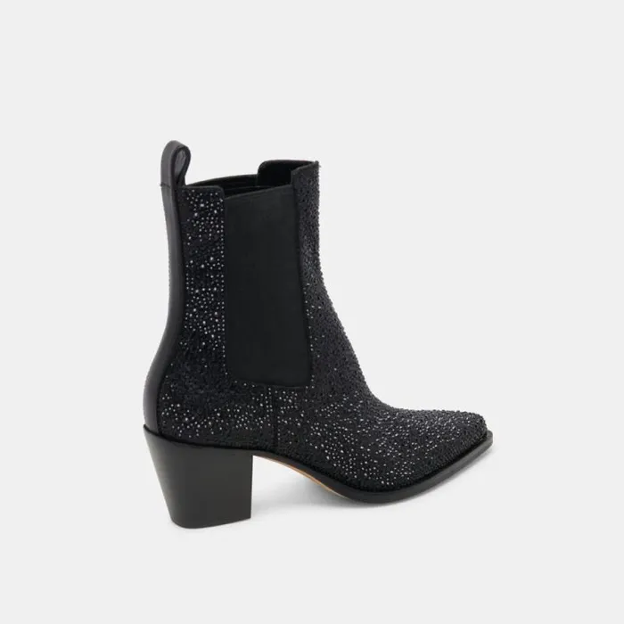 Dolce Vita Shadie Crystal Booties Black Metallic Crystal Women Boots and Booties