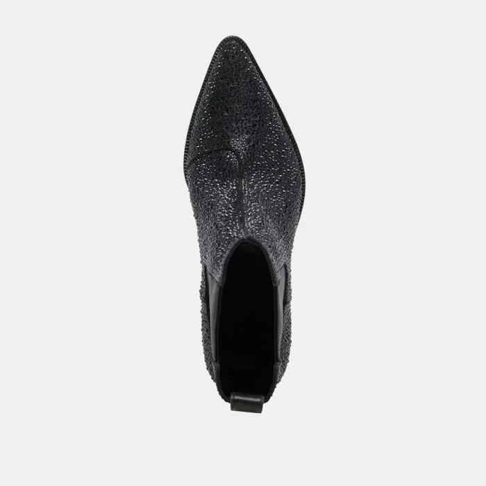 Dolce Vita Shadie Crystal Booties Black Metallic Crystal Women Boots and Booties