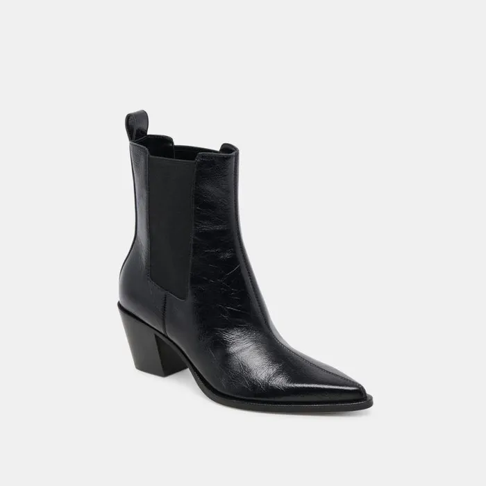 Dolce Vita Shadie H2O Wide Booties Midnight Crinkle Patent Women Boots and Booties