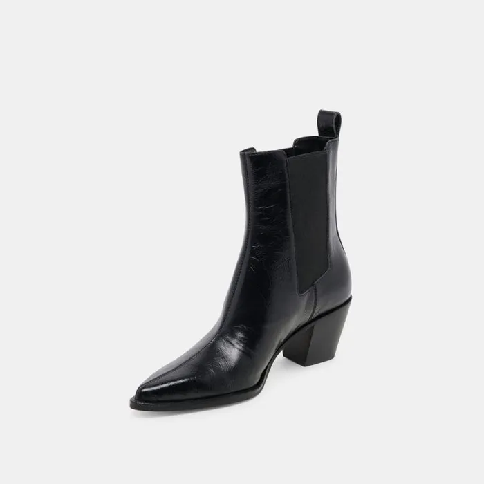 Dolce Vita Shadie H2O Wide Booties Midnight Crinkle Patent Women Boots and Booties