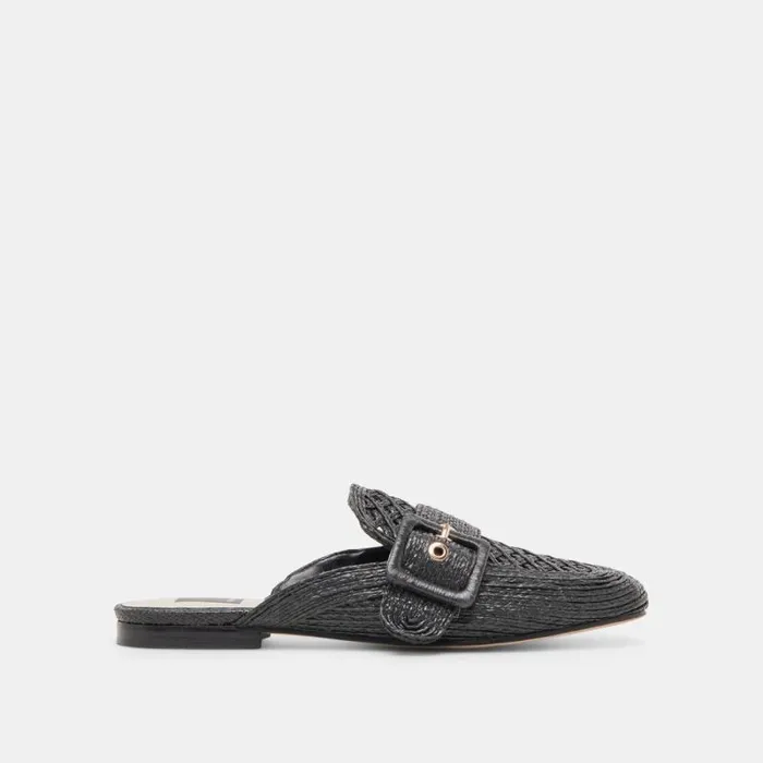 Dolce Vita Sianna Flats Black Raffia Women Flats and Loafers