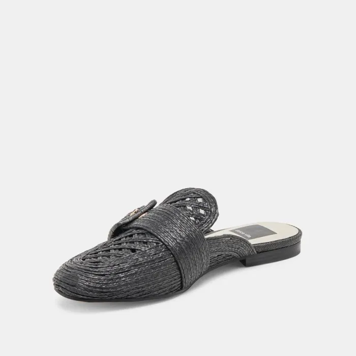 Dolce Vita Sianna Flats Black Raffia Women Flats and Loafers