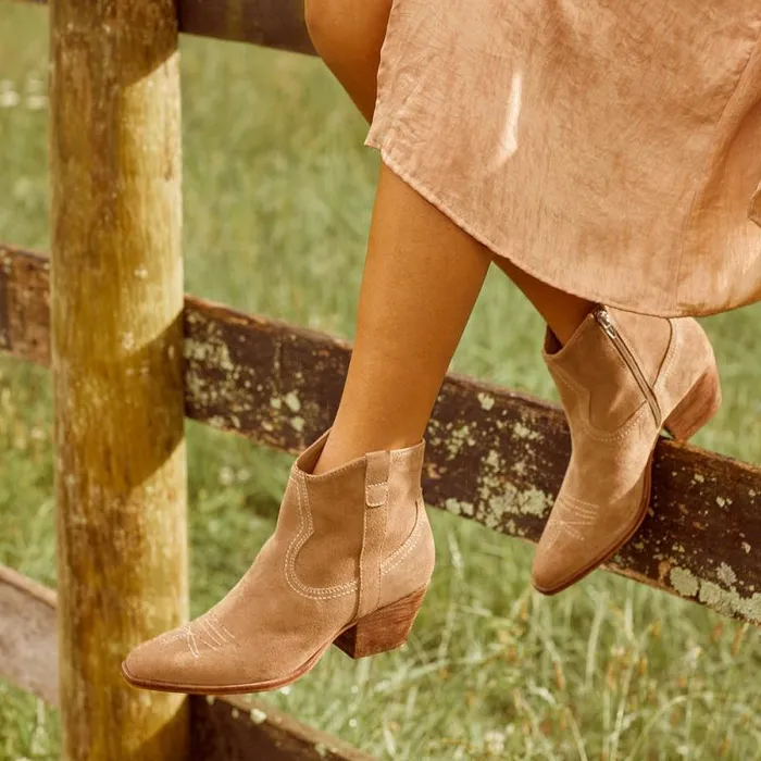 Dolce Vita Silma Booties Truffle Suede Women Boots and Booties
