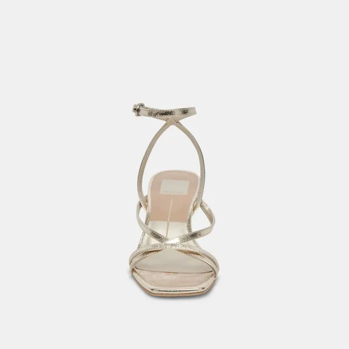 Dolce Vita Zamal Heels Light Gold Crinkle Patent Women Heels