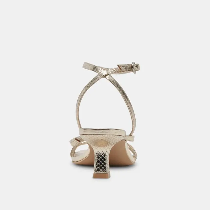Dolce Vita Zamal Heels Light Gold Crinkle Patent Women Heels
