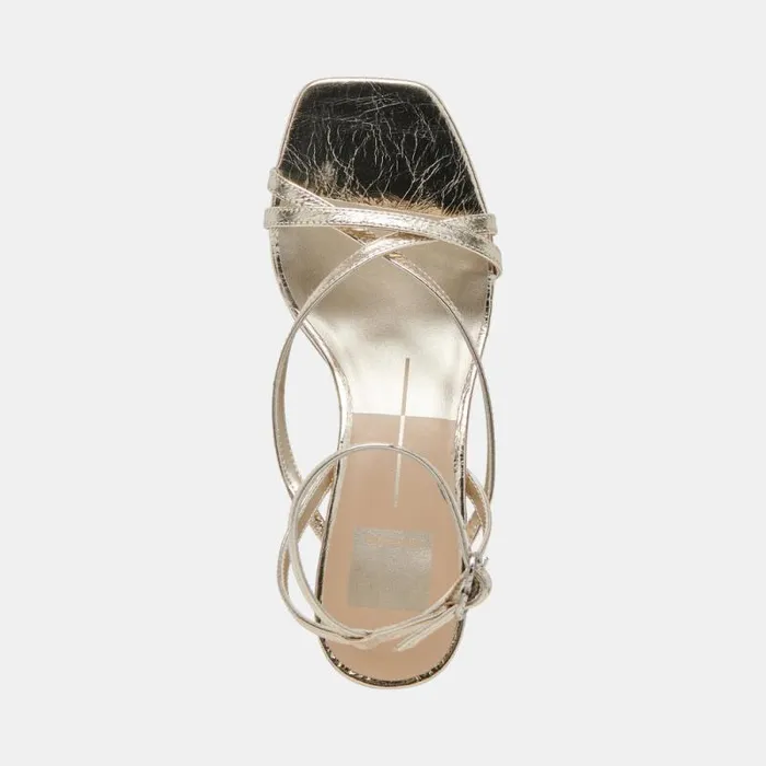 Dolce Vita Zamal Heels Light Gold Crinkle Patent Women Heels