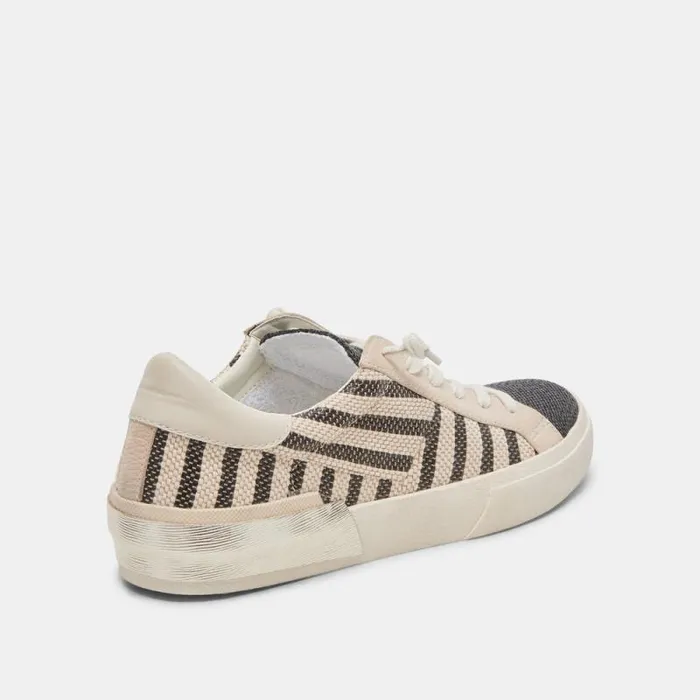 Dolce Vita Zina Patch Sneakers Black Beige Raffia Women Sneakers
