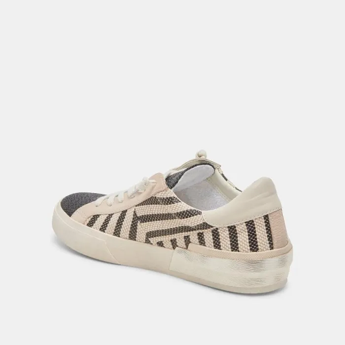 Dolce Vita Zina Patch Sneakers Black Beige Raffia Women Sneakers