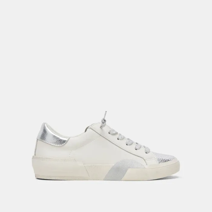 Dolce Vita Zina Sneakers White Silver Leather Women Sneakers