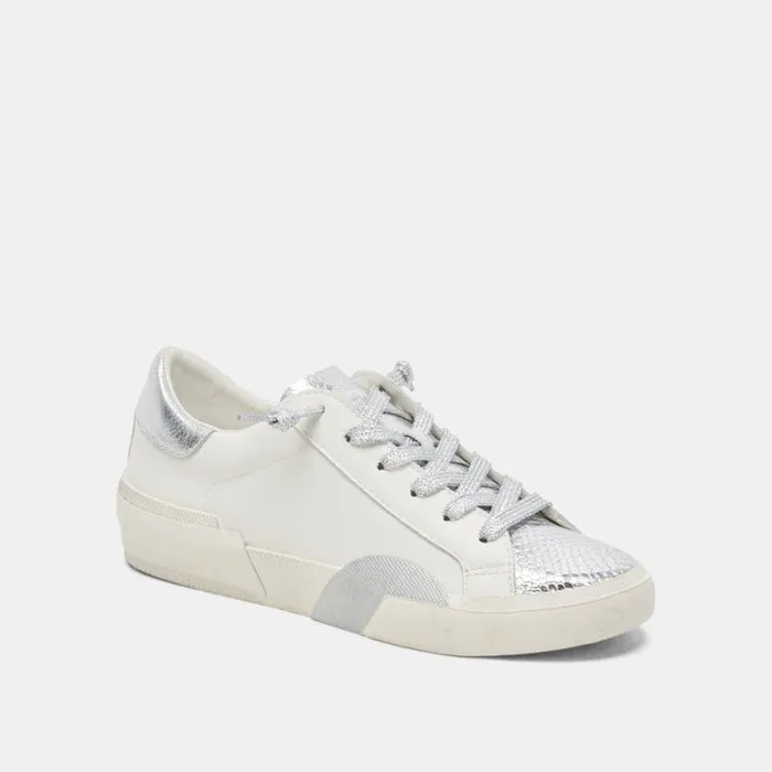 Dolce Vita Zina Sneakers White Silver Leather Women Sneakers