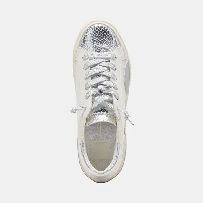 Dolce Vita Zina Sneakers White Silver Leather Women Sneakers