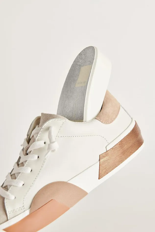 Dolce Vita Zina Sneakers White Tan Women Sneakers