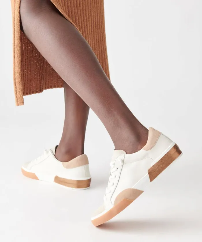 Dolce Vita Zina Sneakers White Tan Women Sneakers