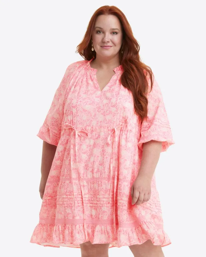 Draper James Extended Sizes Women Kellie Babydoll Dress In Pink Paisley