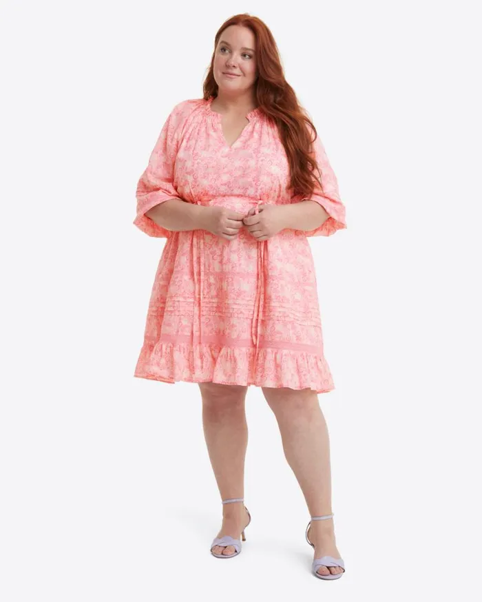 Draper James Extended Sizes Women Kellie Babydoll Dress In Pink Paisley