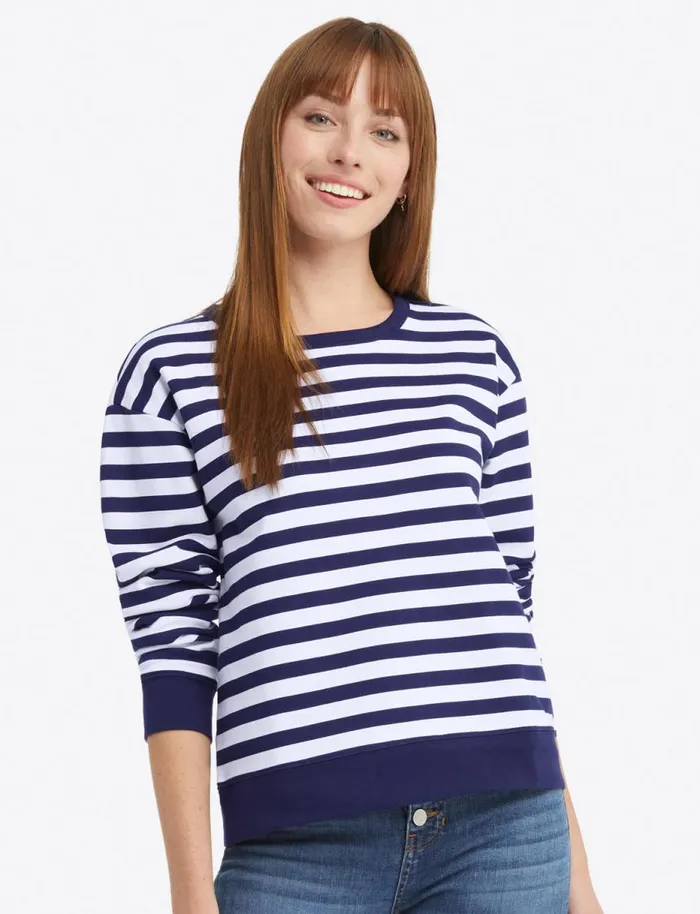 Draper James Jackets and Outerwear Women Kelsea Sweatshirt In Awning Stripe