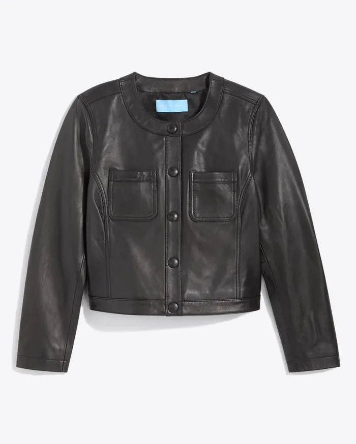 Draper James Jackets and Outerwear Women Leather Collarless Jacket