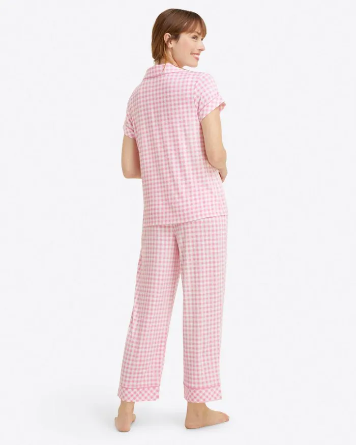 Draper James Lounge and Pajamas Women Linda PJ Set In Light Pink Gingham