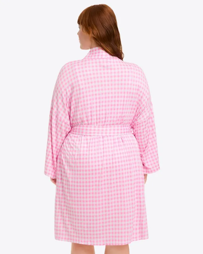 Draper James Lounge and Pajamas Women Louise Robe In Light Pink Gingham