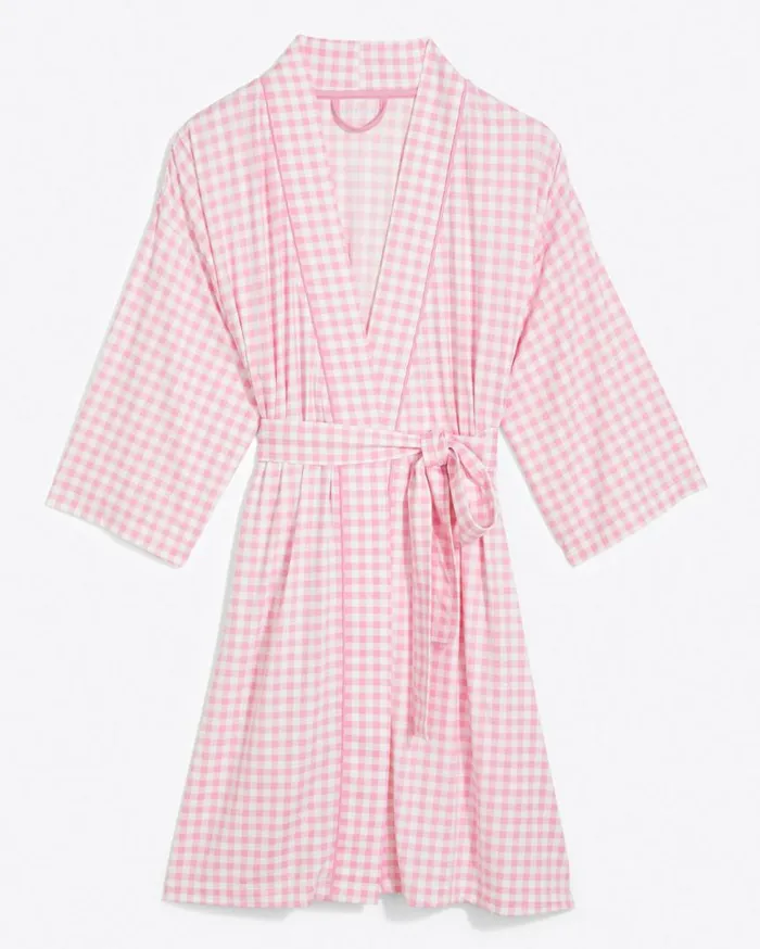 Draper James Lounge and Pajamas Women Louise Robe In Light Pink Gingham