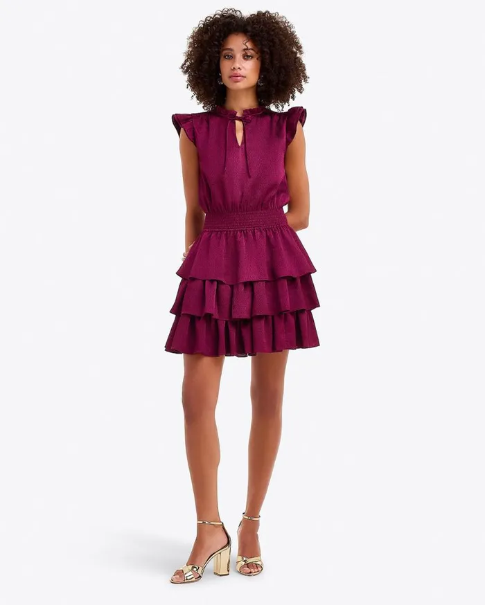 Draper James Midi and Maxi Women Alana Tiered Dress In Hammered Satin