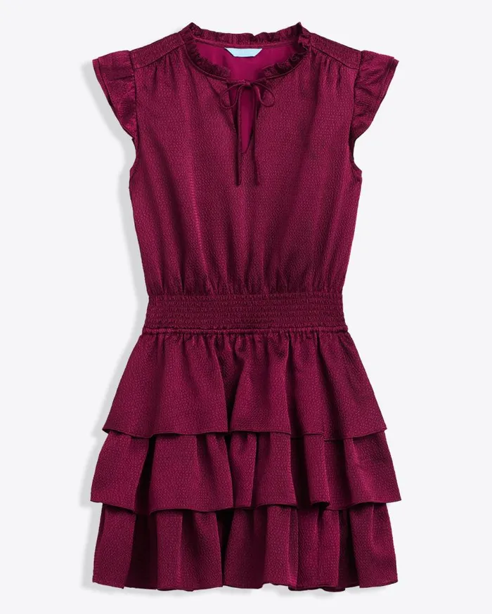 Draper James Midi and Maxi Women Alana Tiered Dress In Hammered Satin
