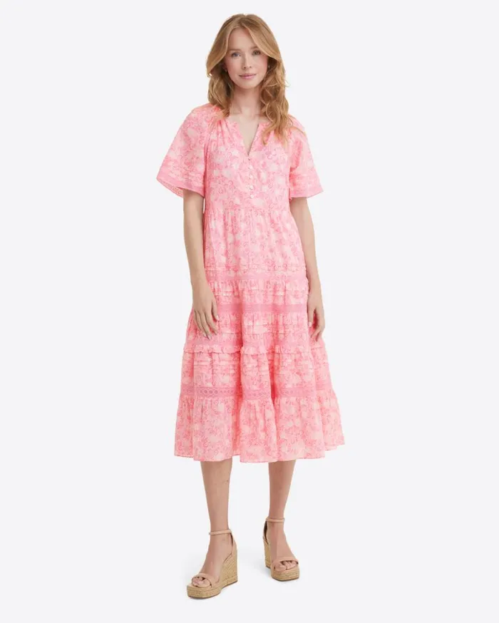 Draper James Midi and Maxi Women Carlene Midi Dress In Pink Paisley