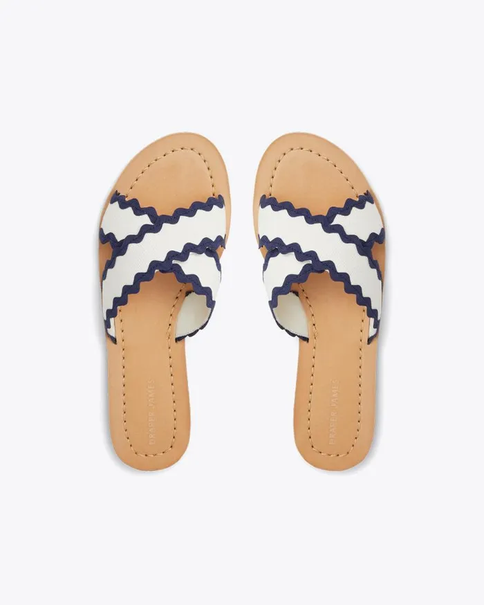 Draper James Shoes Women Colorblock Piper Flat Sandals In Magnolia White